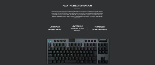 Logitech G913 TKL Tenkeyless Lightspeed Wireless RGB Mechanical Gaming Keyboard