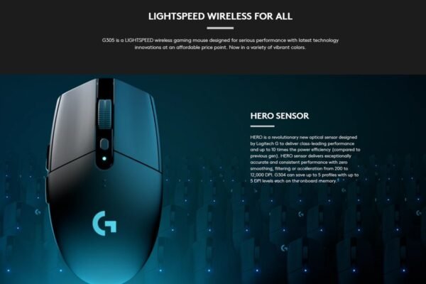 my-11134208-7r98x-ltda68umnth3e7.jpg Logitech G304 Lightspeed Wireless Gaming Mouse | HERO Sensor | 12000 DPI | Lightweight | 6 Programmable Buttons | 1 MS Report Rate - Black / White