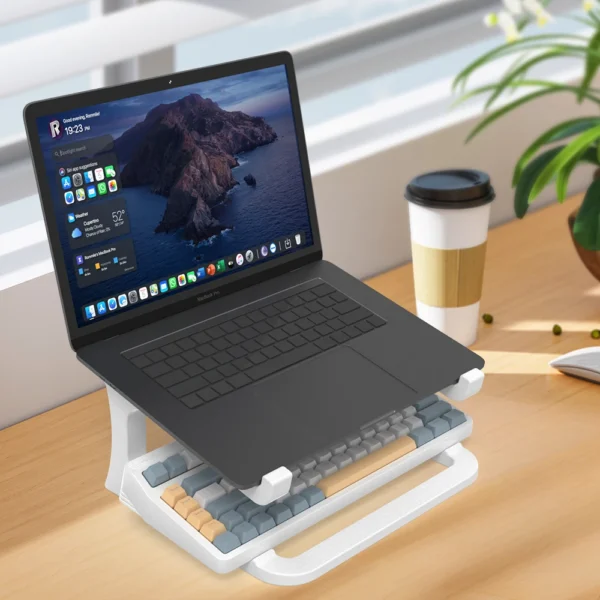 S1f67cc7e468344468e7eb28fcdc8db5ak.webp Ergonomic Adjustable Laptop Stand with Keyboard Tray Portable Desktop Holder for MacBook