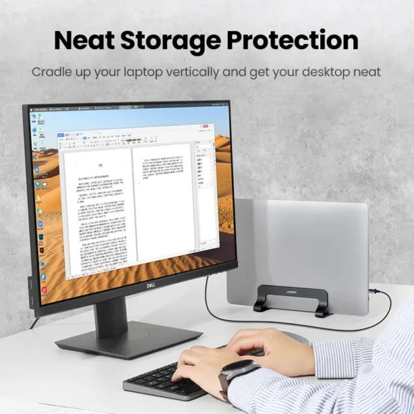 S6c760ee3497a49148ffca1d260dbd600c.webp UGREEN Portable Vertical Laptop Stand Aluminum Holder for MacBook Notebook Tablet Phone