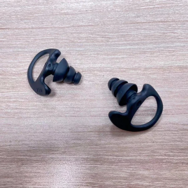 M 1 Pair Noise Defender Triple Flanged Earbud for Shooting, Concert, Two-Way Radio Audio Coil Tube - Black