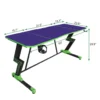 FUSLITE 160cm Gaming Computer Desk Z-Shaped PC Table with Cup Holder Headphone Hook