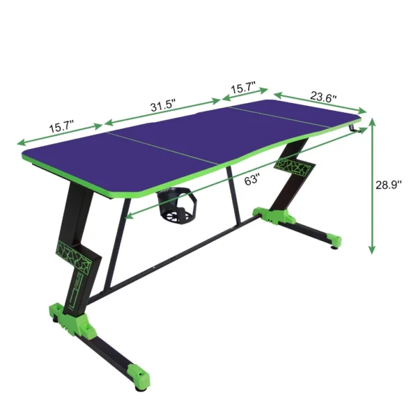 FUSLITE 160cm Gaming Computer Desk Z-Shaped PC Table with Cup Holder Headphone Hook