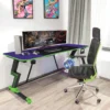 FUSLITE 160cm Gaming Computer Desk Z-Shaped PC Table with Cup Holder Headphone Hook