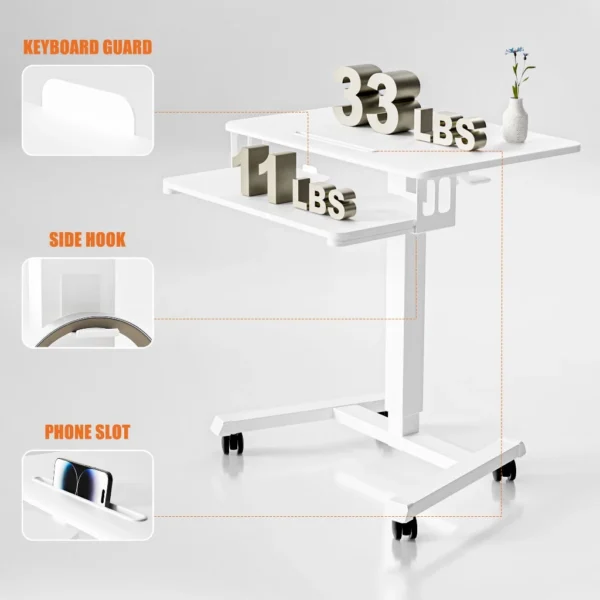 Ergomaker Gas Lift Standing Desk Adjustable Computer Table with Keyboard Tray