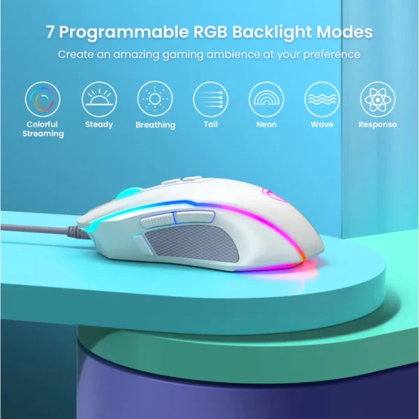 VicTsing T16 Gaming Mouse 7200 DPI 8 Programmable Buttons USB Wired RGB Mouse