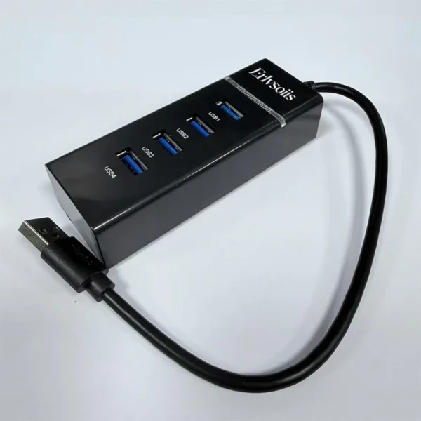 Erlvsoiis 4 Port USB 3.0 Hub High Speed USB Splitter for PC Laptop Desktop